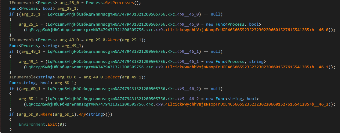 Checking for specific processes